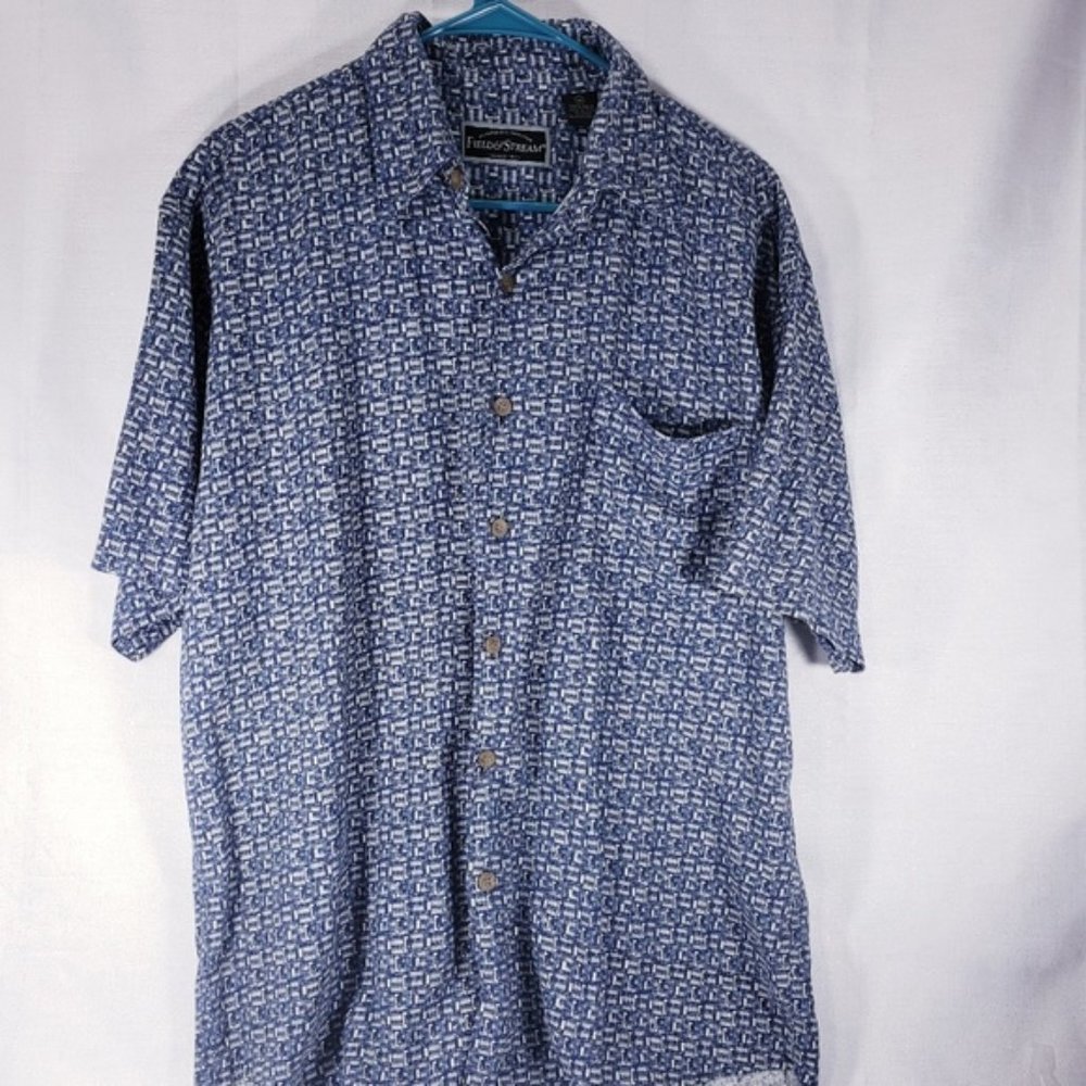 LN! Field & Stream Blue 100% Silk Button Down Shirt